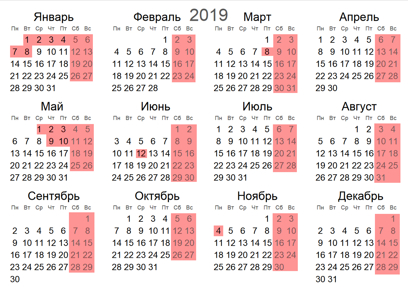Сколько дней в январе. Календарь 2019 с праздниками. Выходные дни в 2019 году. Праздники в 2019 году. Календарь 2019 года с праздничными днями и выходными днями.